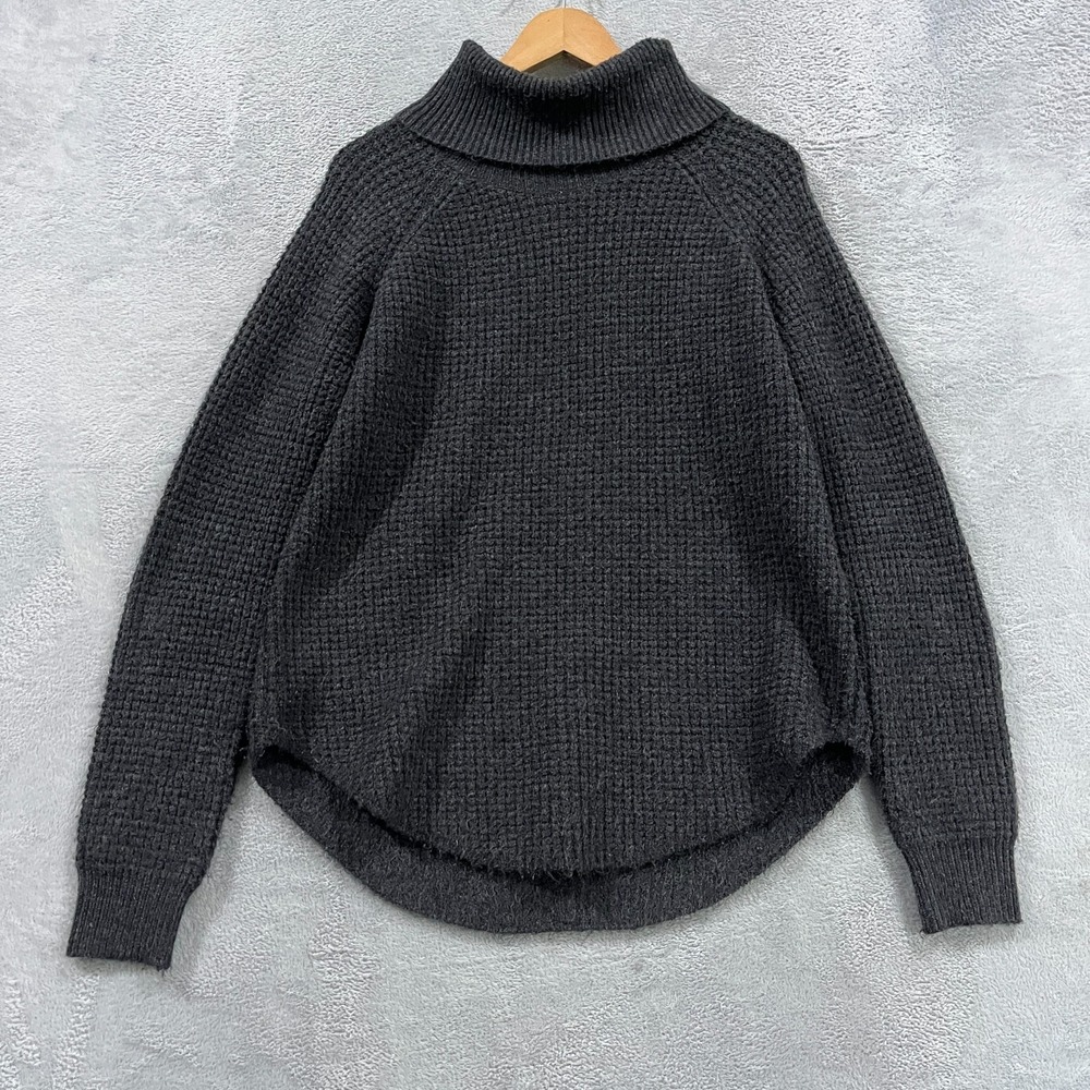 Kuhl Sienna Sweater Womens Medium Gray Cowl Neck Curved Hem Roomy Fit Knit Cozy